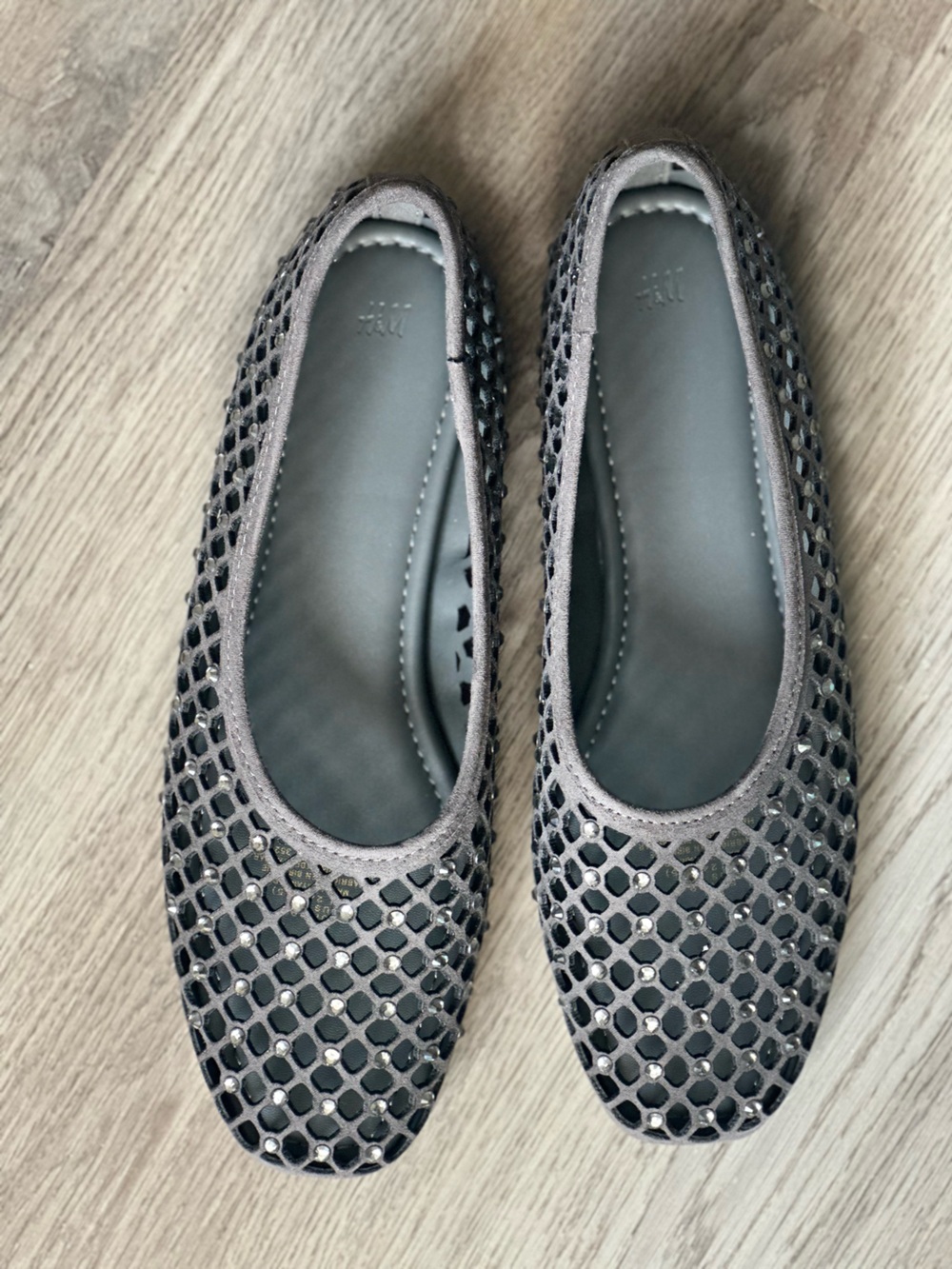 H&M Gray Suede Laser-Cut Ballet Flats